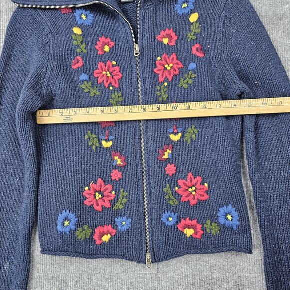 Vintage Abercrombie & Fitch Sweater Womens Medium Y2K Floral Zip Cardigan Preppy - Picture 4 of 6